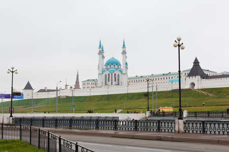 KAZAN CITY, RUSSIA - SEPTEMBER 25: View of Kol-Sherif mosque from the central square of city on September 25, 2011 in Kazan city, Russia. The biggest mosque in Europeのeditorial素材