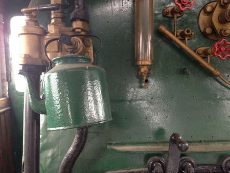 Old-fashioned pot inside of steam train cabinの素材