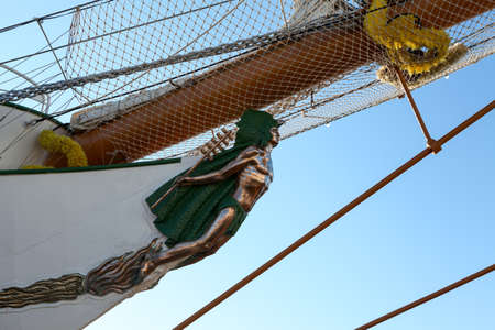 SAINT-PETERSBURG, RUSSIA - JULY 26, 2013  Galleon figure of the Mexican sailing ship  Cvavatemoc  on July 26, 2013 in Saint-Petersburg, Russia  ARM Cuauhtemoc is sail training vessel of Mexican Navyのeditorial素材