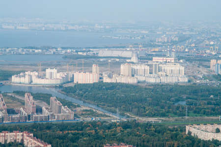 SAINT-PETERSBURG, RUSSIA - CIRCA AUGUST, 2009  New buildings on the street Marshal Zakharov, before the South Seaside Park, Kirov region on circa August, 2009 in Saint-Petersburg, Russiaのeditorial素材