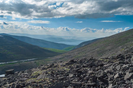 Khibiny scenic mountain landscape in north of Kola peninsula, Russiaの写真素材