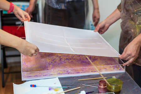 Silk fabric for marbling drawing from water, reprinting