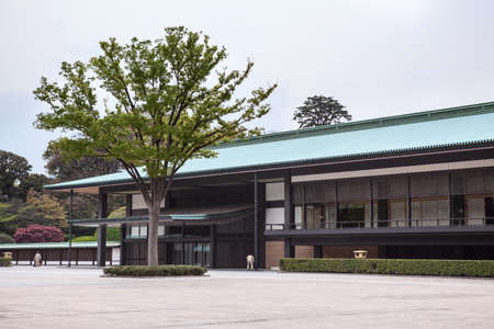 TOKYO, JAPAN - CIRCA APR, 2013: Kyuden Totei Plaza is in front of Chowaden Hall of the Imperial Palace. The Tokyo Imperial Palace is the main residence of the Emperor of Japanのeditorial素材