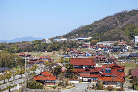 HIROSHIMA, JAPAN - CIRCA APRIL, 2013: Provincial town with traditional architecture is in Hiroshima...