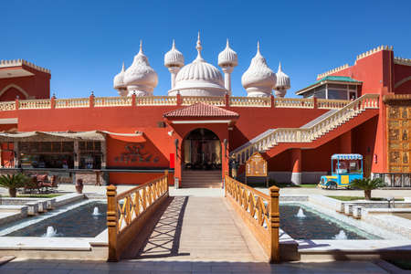 HURGHADA, EGYPT - CIRCA NOV, 2015: Beautiful inner building is in Egyptian hotel. The Alf Leila Wa Leila spa (1001 Nights) is one of the Pickalbatrosのeditorial素材