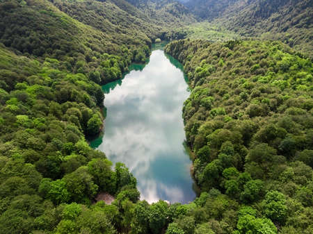 Biograd lake is a glacial lake in the intermountain valley of Bjelasica. Biograd Gora national park. Kolasin, Montenegroの写真素材