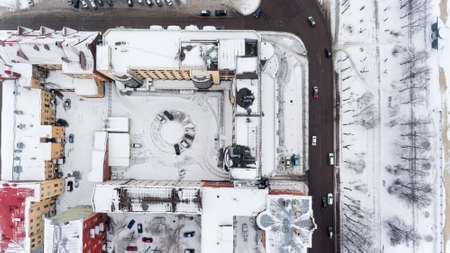 Well courtyard is on the embankment of the 40th anniversary of the Komsomol. The city of Vyborg, Russia. Winterの写真素材