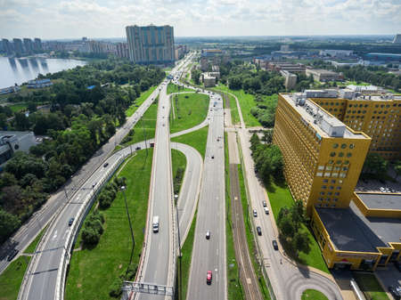 ST. PETERSBURG, RUSSIA, CIRCA MAY, 2016: Prospect Obukhov Oborony is at junction of ring road and a...
