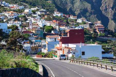 EL TANQUE, TENERIFE, SPAIN - CIRCA JAN, 2016: Mountain road TF-421 passes through the provincial town when connects TF-82 and TF-42 routes. It is short way to Garachico town from TF-82.のeditorial素材