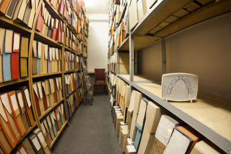 Measurement of humidity and temperature in room for storing paper documentsの写真素材