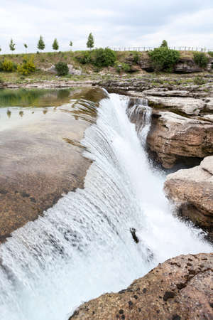 Montenegrin Niagara falls. It is located in Podgorica suburb, Montenegro, Europe. Walking people. Aerial viewの写真素材