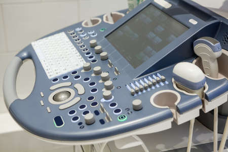 Control panel with buttons and switches of an ultrasonography apparatus