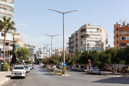 Alanya, Turkey-circa Oct, 2020: Central streets of city with major roads crossing. Vehicle traffic. The Alanya is a beach resort city and a district of Antalya Provinceのeditorial素材