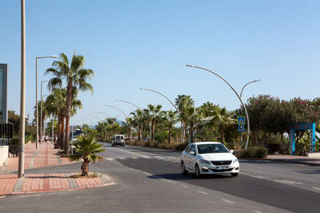 Alanya, Turkey-circa Oct, 2020: Two line highway passing along sea coast. Vehicle traffic. The Alanya is a beach resort city and a district of Antalya Provinceのeditorial素材