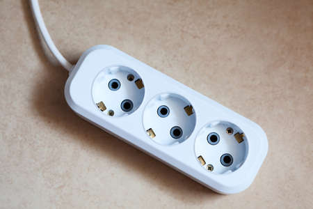 Top view at empty multi plug electrical power strip with for extend the power supply. Close up viewの写真素材