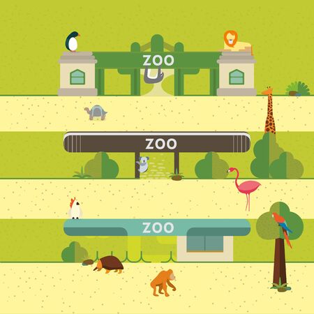 Flat style animal set, vector graphics, eps 10のイラスト素材