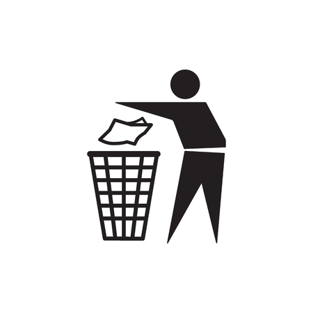 Trash bin with human.のイラスト素材