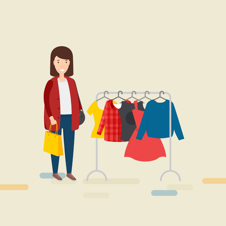 Woman with shopping bagのイラスト素材