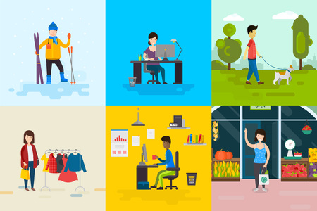 Flat people setのイラスト素材