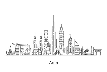 Asia skyline. Travel and tourism background.のイラスト素材