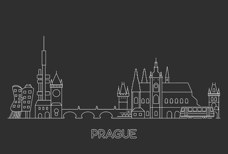Prague skyline, Czech Republic.のイラスト素材