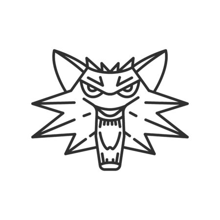 Wolf head, Line art illustrationのイラスト素材