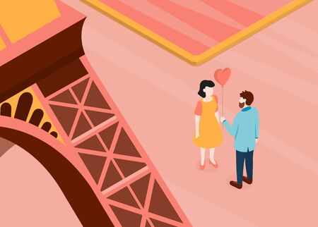 Couple in love. Dating. Isometric vector illustration.のイラスト素材