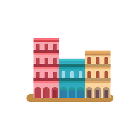 Three colorful buildings.のイラスト素材