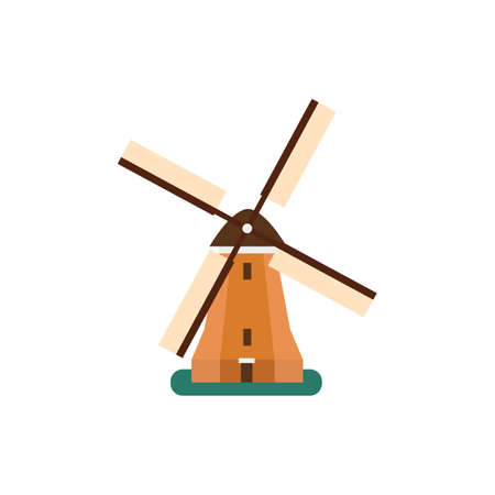 village windmill. Vector illustration in a flat style.のイラスト素材