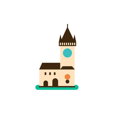 Prague, Orloj. Vector illustration in a flat style.のイラスト素材