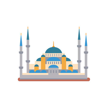 Sultan Ahmed Mosque. Vector illustration in a flat style.のイラスト素材