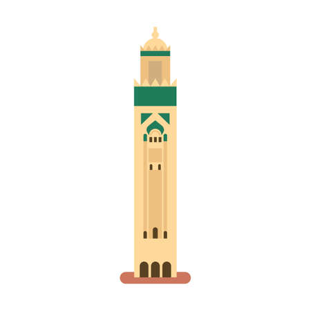 Hassan II Mosque. Vector illustration in a flat style.のイラスト素材