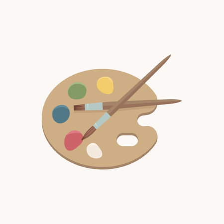 Artist palette with paints. Flat colorful illustration.のイラスト素材