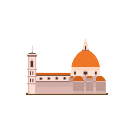 Florence Cathedral, Cattedrale di Santa Maria del Fiore. Flat style illustrationのイラスト素材