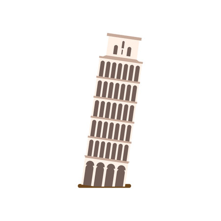 Leaning Tower of Pisa. Flat style illustrationのイラスト素材