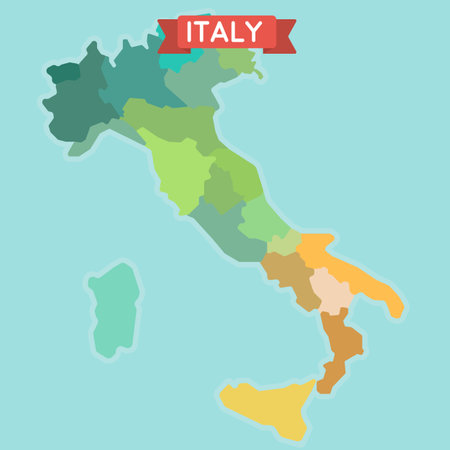 Map of Italy with regions. Flat style illustrationのイラスト素材