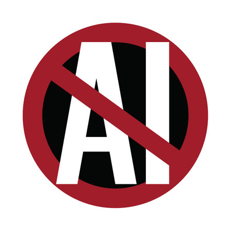 Anti Ai sign. Well, AI-Generated Images. Protest against AI.の素材