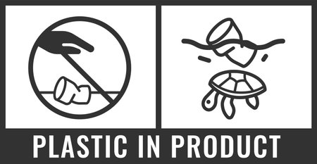 Plastic In Product. Cups for beverages. Pictogram on single-use products.のイラスト素材