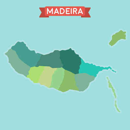 Stylized Madeira Map. Tourist and travel map.のイラスト素材
