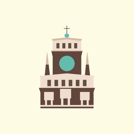 Church of the Most Sacred Heart of Our Lord in Prague. Flat style illustration.のイラスト素材