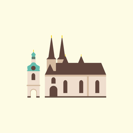 Church of St Peter at Porici in Prague. Flat style illustration.のイラスト素材