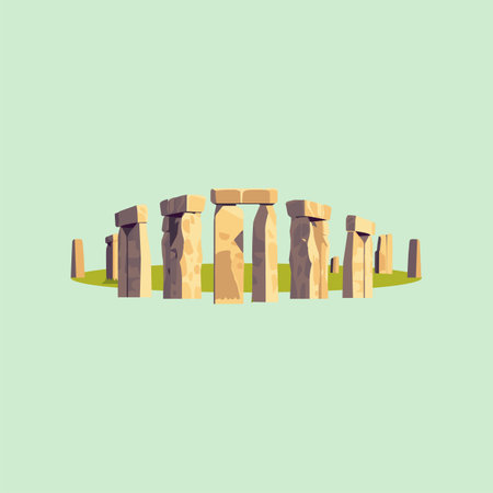 Stonehenge stone monument. Flat style illustration.の素材 [FY310200339466]