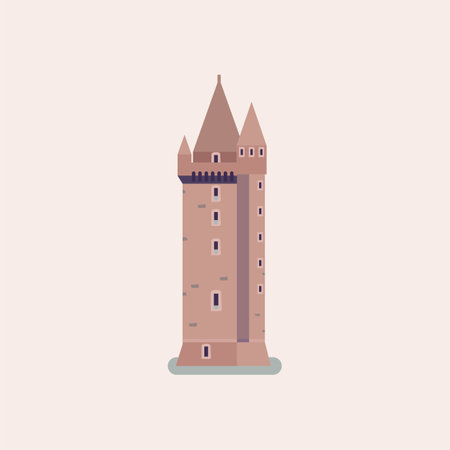 Scrabo Tower in northern Ireland. Flat style illustration.のイラスト素材