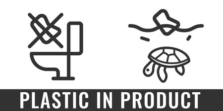 Plastic In Product. Wet wipes. Pictogram on single-use products.のイラスト素材