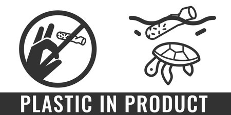 Plastic In Product. Cigarette Butts. Pictogram on single-use products.のイラスト素材