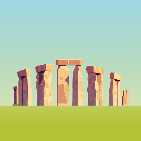 Stonehenge stone monument. Travel poster. Flat style illustration.のイラスト素材