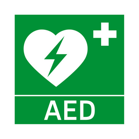 Aed emergency defibrillator aed icon. Automated external defibrillator.のイラスト素材