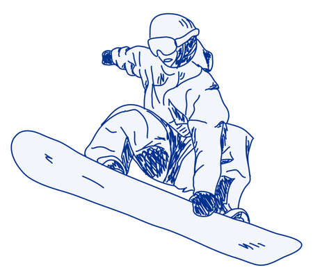 sketch of a snowboarder のイラスト素材