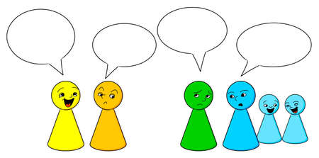 simplified cartoon people gossiping about each otherのイラスト素材