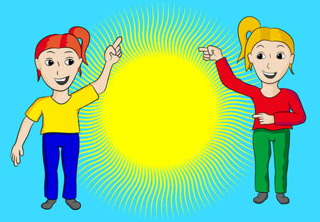 women with sunのイラスト素材